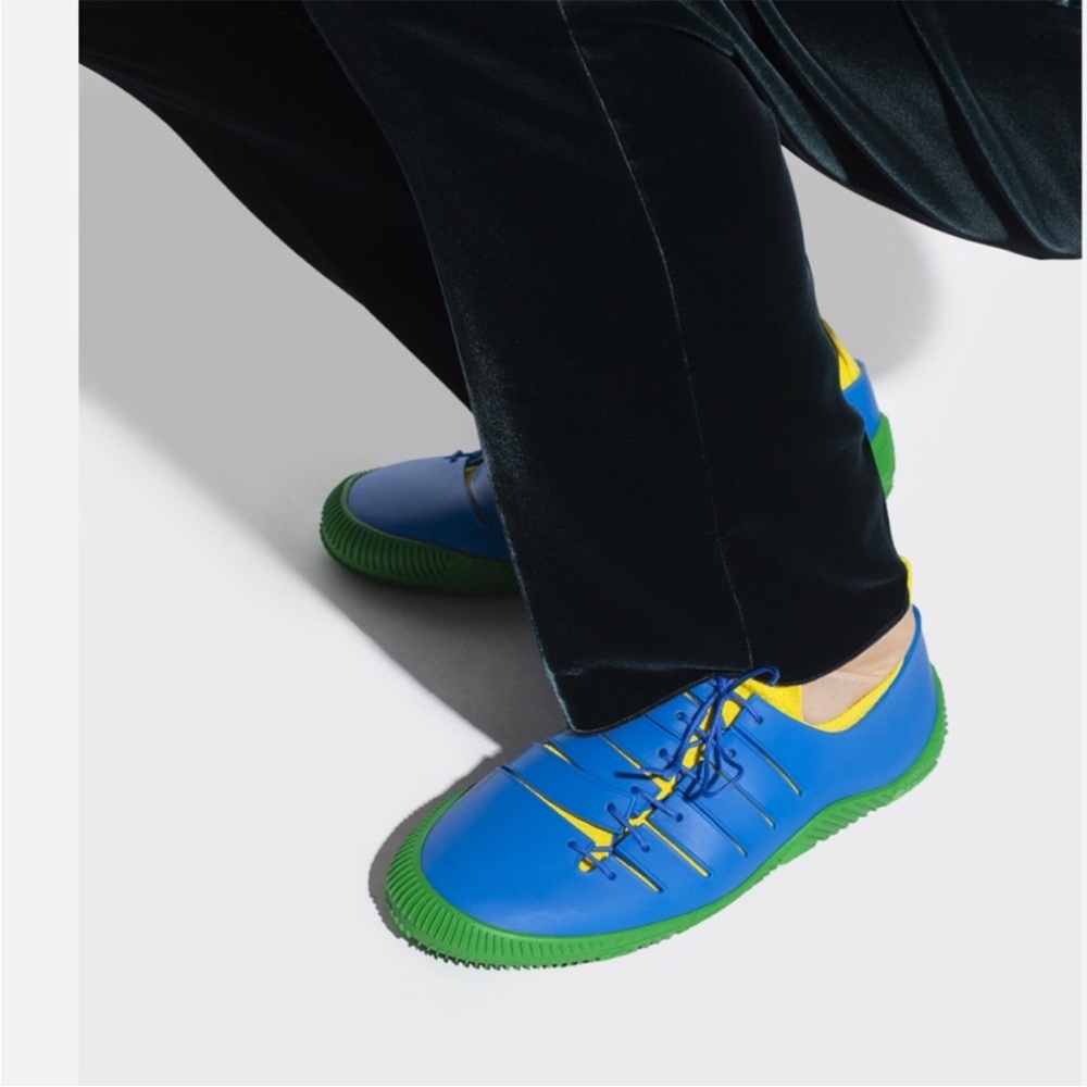 NEW 🆕 Bottega Veneta Climber 10mm Vibrant Blue and Green Rubber Sneakers size 35 - Picture 6 of 11
